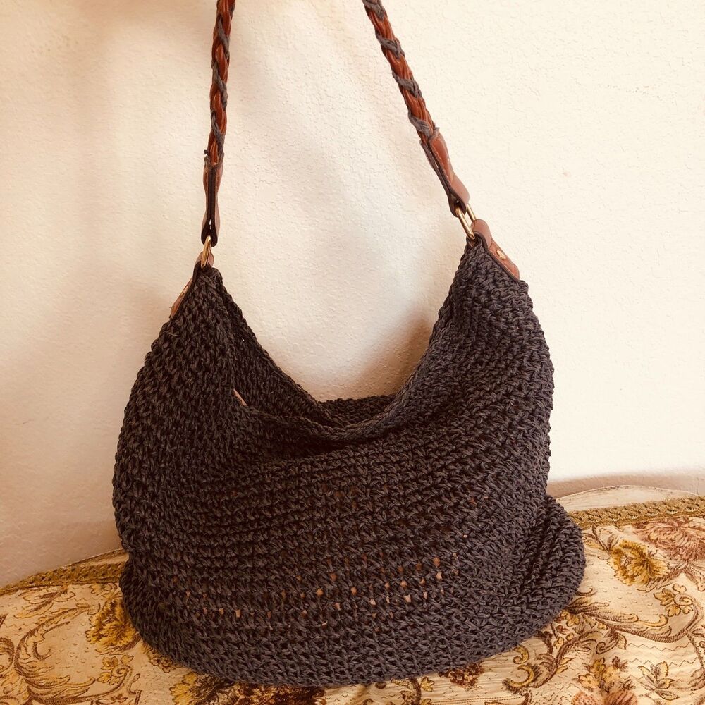 Tommy Bahama Nay Blue Crochet Bahama Mama Hobo Bag 17" - Picture 12 of 12